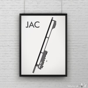 Jackson Hole Minimal Airport Art, AFFICHE DE CARTE DE L’AÉROPORT JAC, Décor d’aviation, Impression de piste minimaliste du Wyoming, Cadeau de pilote, Personnalisé