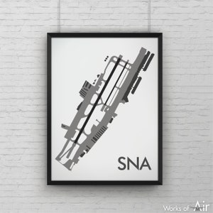 John Wayne Minimal Airport Art, Affiche de carte d’aéroport SNA, Décor d’aviation, Impression minimaliste de Santa Ana Californie, Cadeau de pilote, Personnalisé