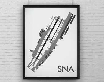 John Wayne Minimal Airport Art, SNA Airport Map Poster, Aviation Decor, Santa Ana California Minimalist Print, Pilot Gift, Custom