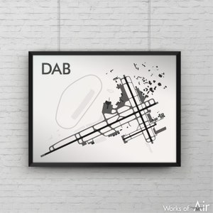 Daytona Beach International Minimal Airport Art Print, DAB Map Poster, Aviation Decor, Florida Minimalist Airport Print, Embry Riddle