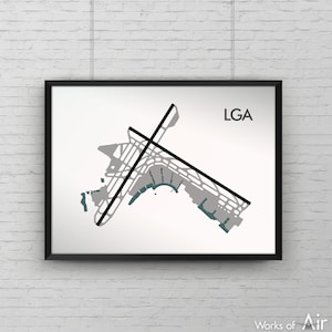 LaGuardia Airport Minimal Airport Art Print, LGA Minimalist Map Poster, Aviation Decor, New York Runway Map, Pilot Gift, American Airlines