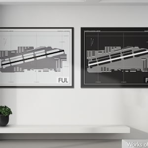 Fullerton Municipal Airport Art Print, FUL Airport Map Poster, Aviation Decor, Orange County, California Airport Print, Pilot Gift, Custom