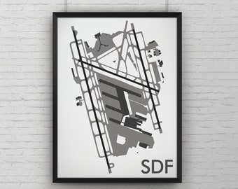 Louisville International Minimal Airport Art Print, SDF Airport Map Poster, Aviation Decor, Kentucky Minimalist Runway Print, UPS Pilot Gift