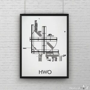 North Perry Minimal Airport Art Print, HWO Airport Map Poster, Aviation Decor, Hollywood Florida Minimalist Runway Print, Pilot Gift, Custom