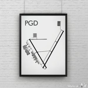 Punta Gorda Minimal Airport Art Print, PGD Airport Map Poster, Aviation Decor, Florida Minimalist Runway Print, Pilot Gift Custom