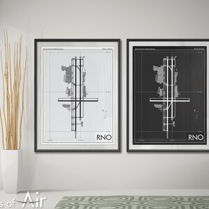 Reno – Tahoe International Airport Kunstdruck, RNO Flughafen Karte Poster, Luftfahrt Dekor, Nevada Flughafen Landebahn Druck, Pilot Geschenk, Custom