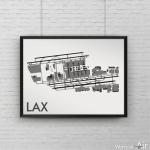 Los Angeles International Minimal Airport Art Print, LAX Minimalist Map Poster, Aviation Decor, California Airport Print, Pilot Gift, Custom