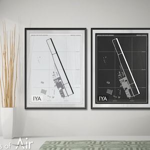 Abbeville Chris Crusta Memorial Airport Art Print, Affiche de carte de l’aéroport IYA, Décor d’aviation, Impression de piste d’aéroport de Louisiane, Cadeau de pilote