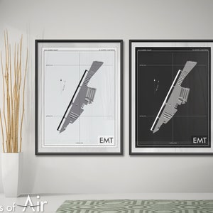 San Gabriel Valley El Monte Airport Art Print, EMT Airport Kaart Poster, Luchtvaart Decor, California Airport Runway Print, Pilot Gift, Aangepast