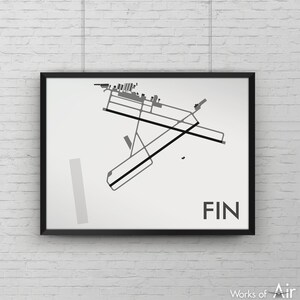 Flagler County Minimal Airport Art Print, FIN Minimalist Map Poster, Aviation Decor, Bunnell Florida Airport Print, Pilot Gift, Embry Riddle
