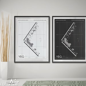 Edmonton International Airport Art Print, YEG Airport Map Poster, Aviation Decor, Alberta Canada Airport Runway Print, Pilot Gift, Custom