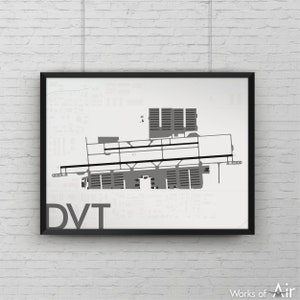 Phoenix Deer Valley Minimal Airport Kunstdruck, DVT Minimalistische Karte Poster, Luftfahrt Dekor, Phoenix Arizona Flughafen Landebahn Druck, Pilot Geschenk