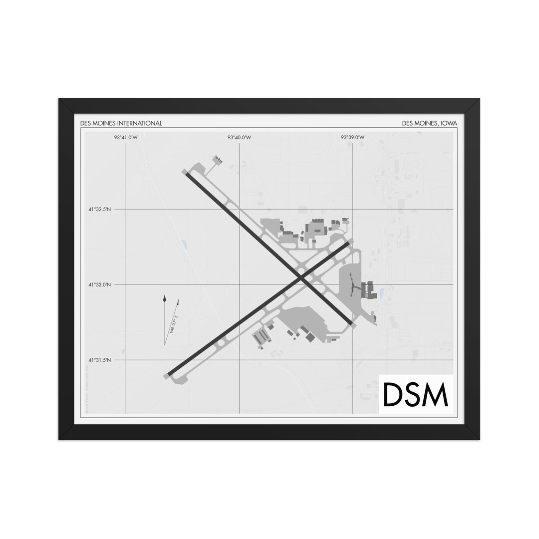 Laughlin Grid Map Laughlin Des Moines International Airport Art Print, DSM Airport Map ...