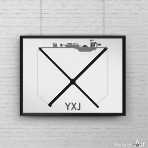 North Peace Regional Minimal Airport Kunstdruck, YXJ Minimalistische Karte Poster, Luftfahrt Dekor, Fort St John Flughafen Karte, Pilot Geschenk, Kanada Karte