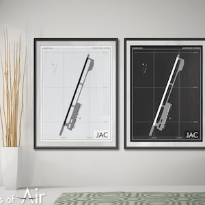 Jackson Hole Airport Art Print, JAC Airport Map Poster, Aviation Decor, Wyoming Airport Runway Print, Pilot Gift, Custom