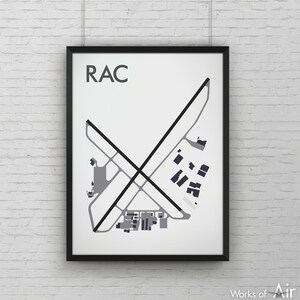 John H Batten Airport Minimal Art, RAC Airport Map Poster, Aviation Decor, Racine Wisconsin Minimalist Print, Pilot Gift, Racine Horlick