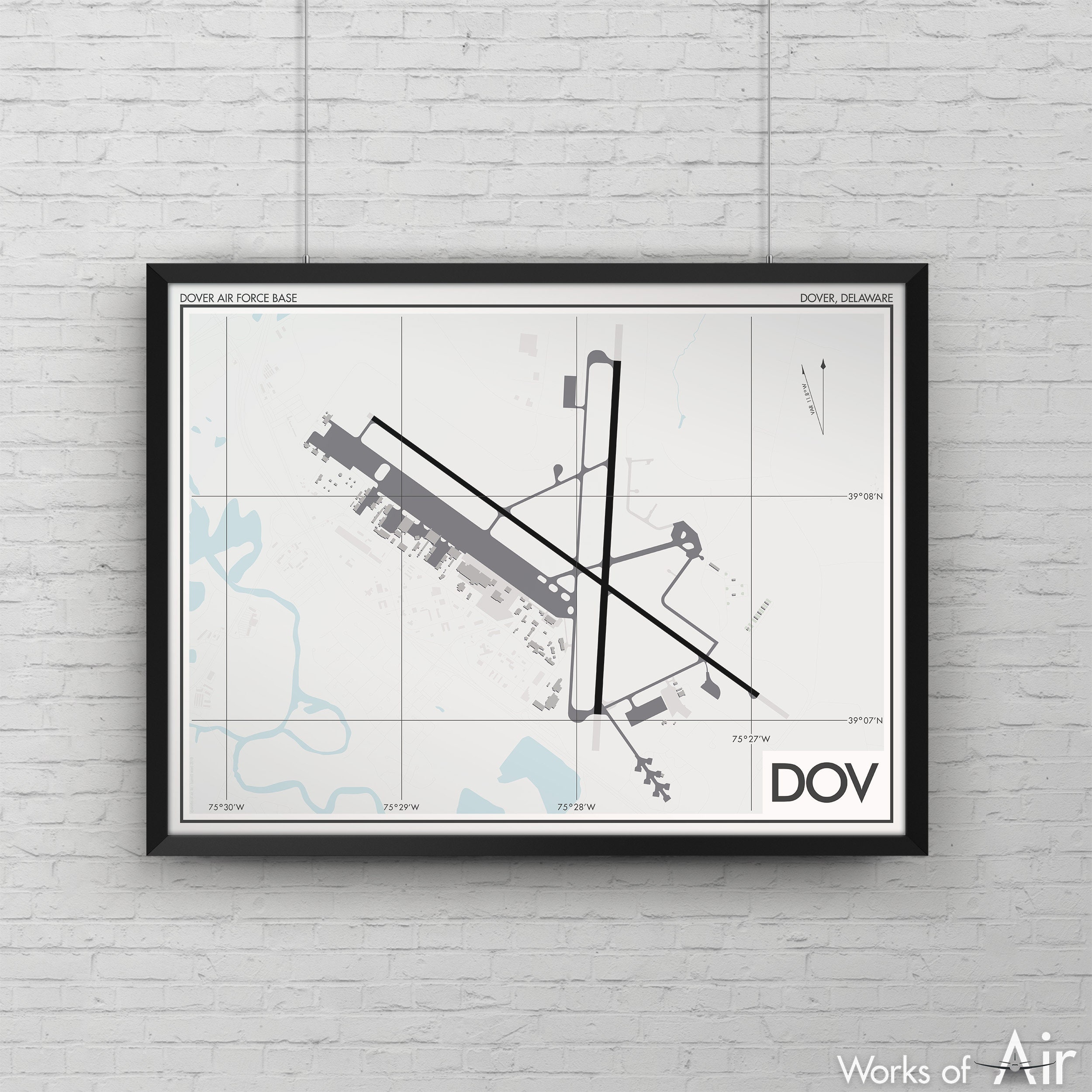 Dover Air Force Base Airport Art Print, DOV KDOV Airport Map Poster ...
