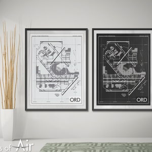 Chicago O'Hare International Airport Art Print, ORD Airport Kaart Poster, Aviation Decor, Illinois Airport Runway Print, Pilot Gift, Aangepast