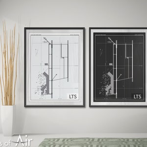 Altus Air Force Base Airport Art Print, LTS KLTS Airport Map Poster, Aviation Decor, Altus Ok Airport Print, Pilot, 19 AF, 97th Air