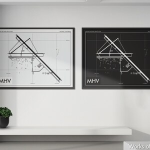 Impressão artística do aeroporto Mojave Air and Space Port, pôster de mapa MHV, decoração de aviação, impressão de centro de testes aeroespaciais civis, presente de piloto, personalizado