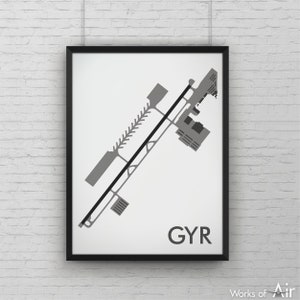 Phoenix Goodyear Minimal Airport Art, GYR Airport Map Poster, Aviation Decor, Arizona Minimalist Print, Pilot Gift, Custom