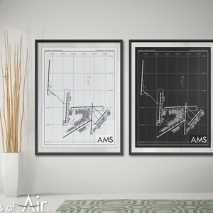 Amsterdam Schiphol Airport Art Print, AMS Airport Map Poster, EHAM Aviation Decor, Netherlands Airport Runway Print, KLM Pilot Gift, Holland image 10