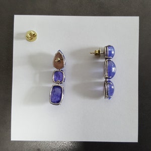 Tanzanite earrings in 585 white gold stud earrings goldsmith's work image 3