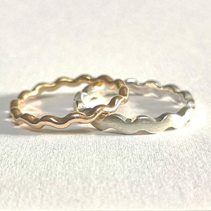 Ring - kleine Wellen - aus 585 Rosegold und breiter 925 Silber Ring  Steckring Stapelring Vorsteckring Hochzeit Beisteckring