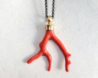 Large coral branch pendant in 750 gold coral load goldsmith work coral