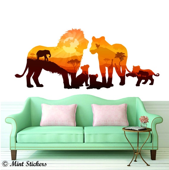 Adesivi murali Re Leone / Carta da parati Disney / Famiglia Simba / Safari  Africa Art Decal / Decorazioni per la casa autoadesive -  Italia