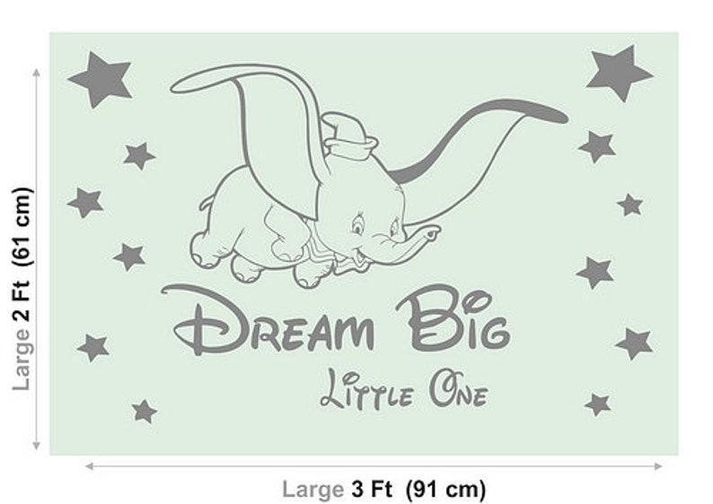 Dumbo Dream Big Little One Wall Sticker Disney Wall Decal Etsy France