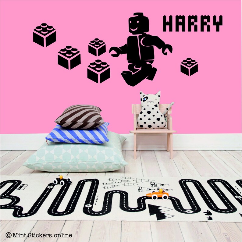 LEGO Wall Sticker Art Decal Personalised Name Boys Girls Etsy