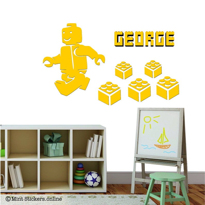 LEGO Wall Sticker Art Decal Personalised Name Boys Girls Etsy