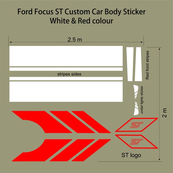 Ford Focus Performance ST Sticker CUSTOM Car Whole Body Focus MK2 Styling  Car Decal Vinyl Red Silver Black Blue Car Wrap 