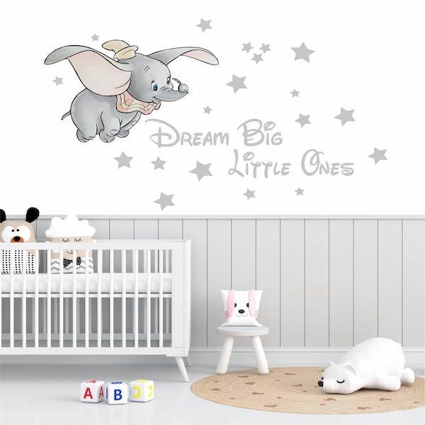 Autocollant mural Disney Dumbo, autocollant mural Dumbo pour chambre d’enfant, autocollant d’art mural, grand autocollant mural Dumbo, autocollant mural de chambre d’enfant, affiche Dumbo