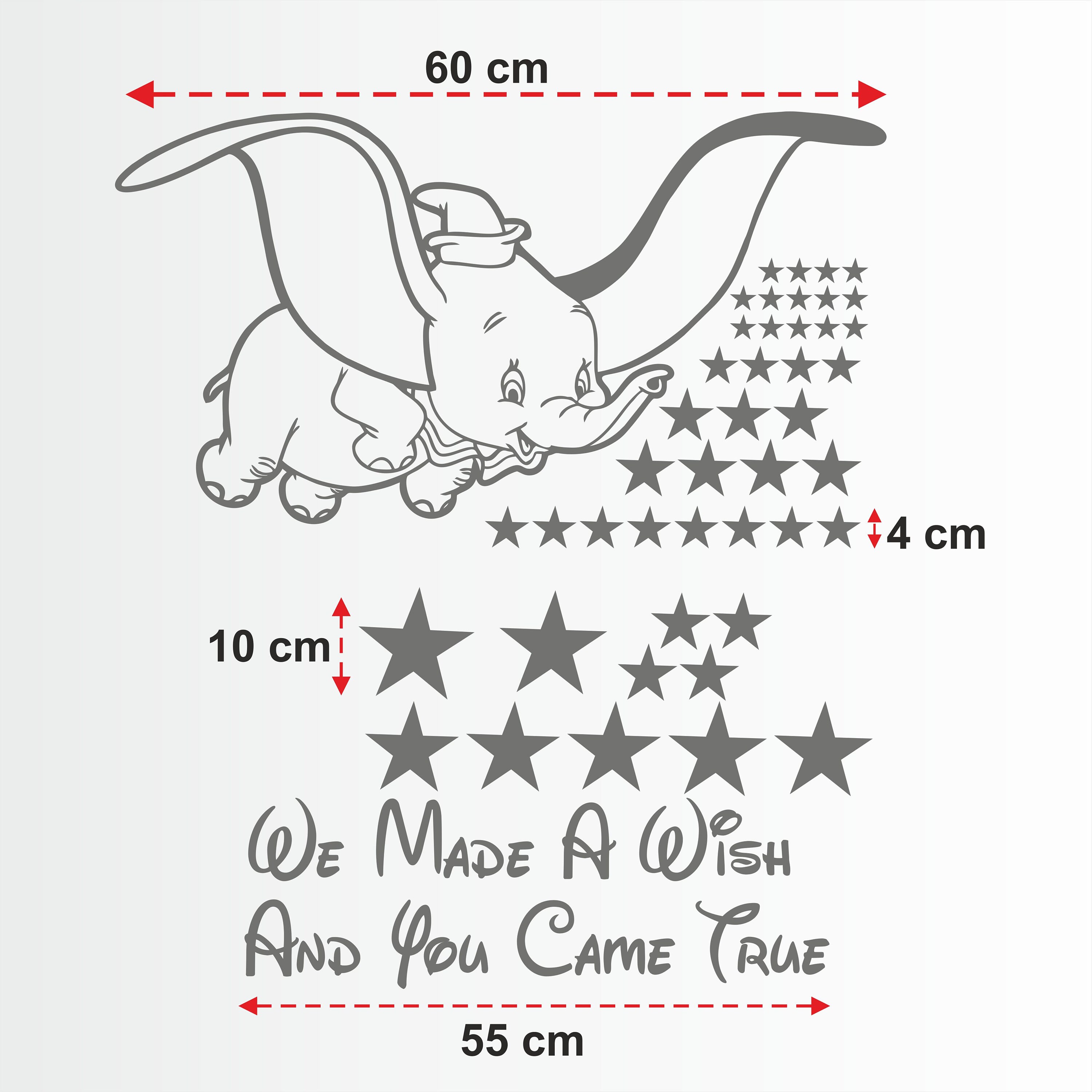 We Made A Wish You Dumbo Wall Stickers Wall Art Decal Elephant Etsy