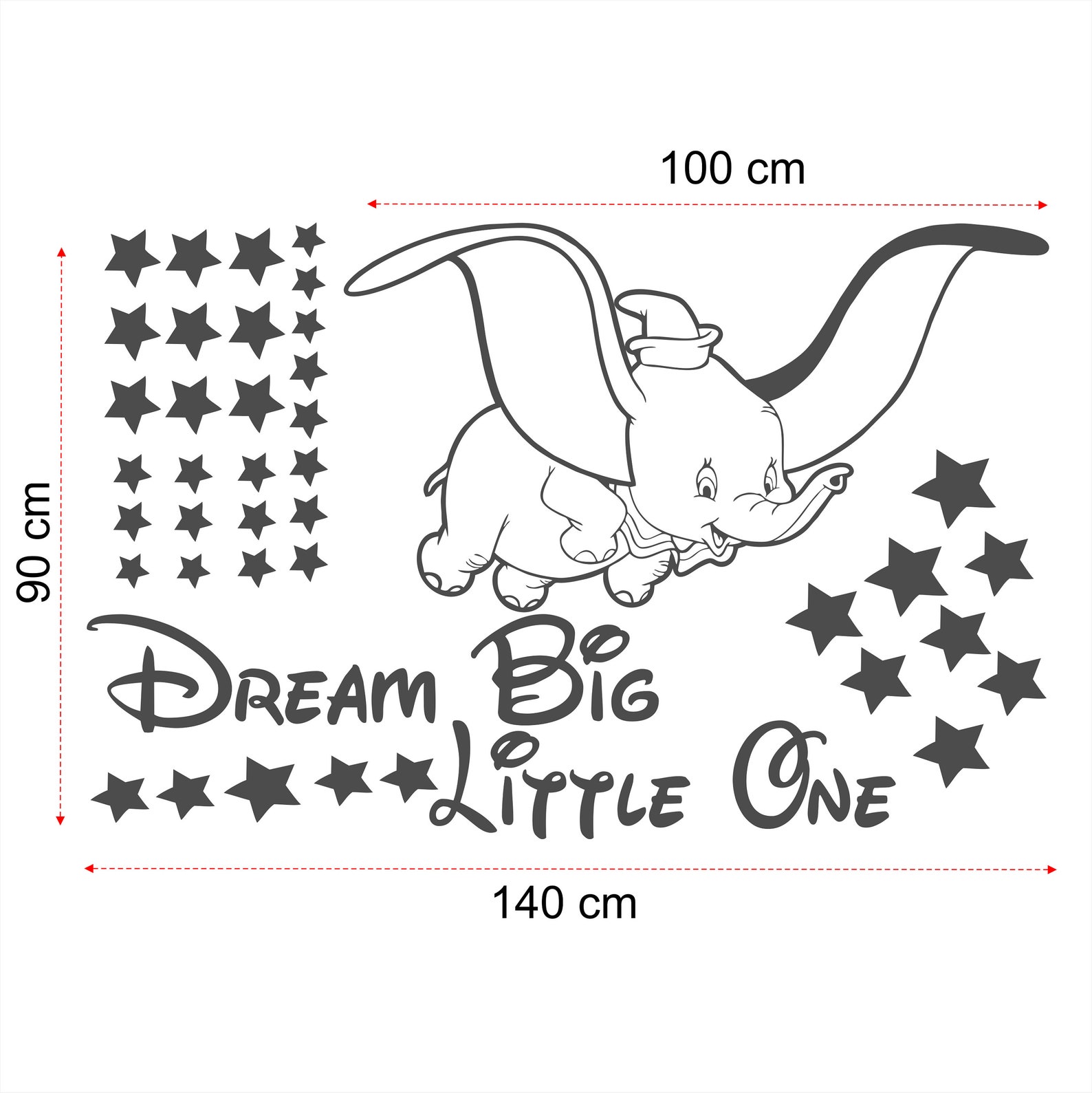 Dumbo Wall Art Sticker Disney Wall Decal Elephant Cartoons Etsy