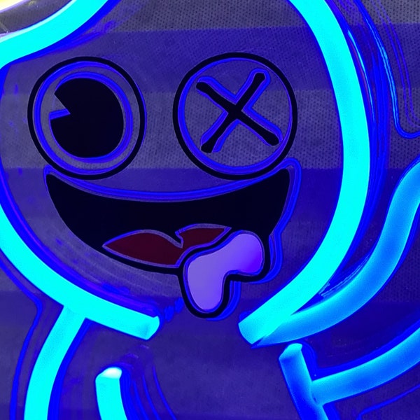 Blue Character Rainbow Friends, Roblox, Kids Bedroom Neon, Wall Decoration, Red LED Neon Sign, Blue Monster, Birthday Gift, Horror Games