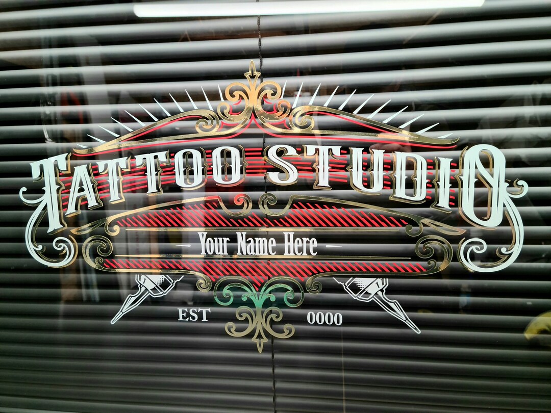 Company Logo Shop Window Sticker, Unique Window Graphics for Tattoo ...