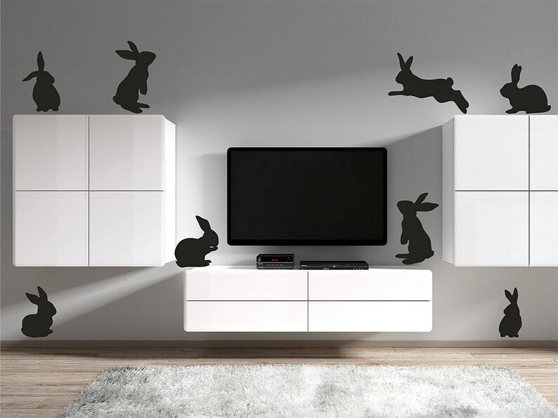 Set of 8 Rabbit Bunny Vinyl Wall Stickers Decals Set of 8 Rabbit Bunny Vinyl Wall Stickers Decals