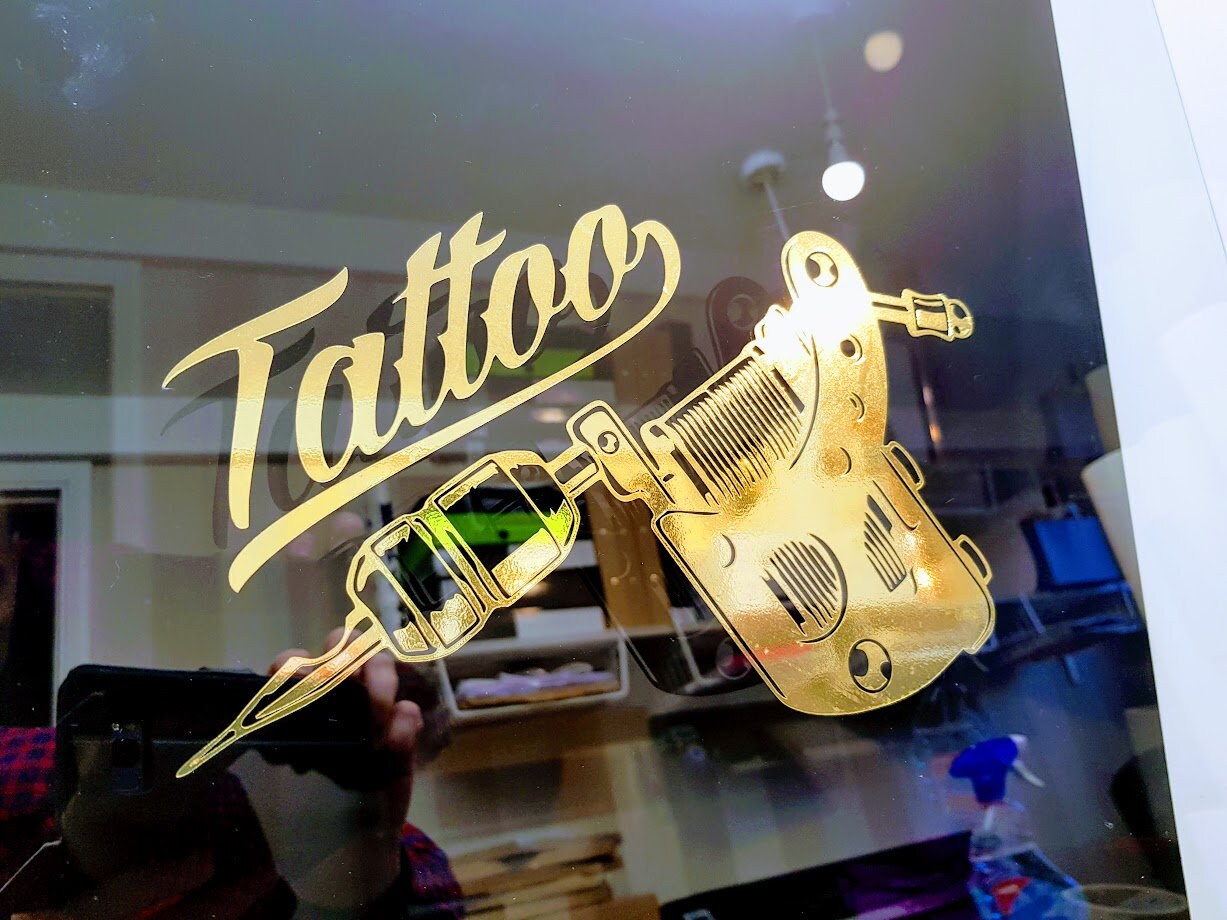 Tattoo Shop Window Sticker Gold Leaf Signsart Gold Leaf - Etsy