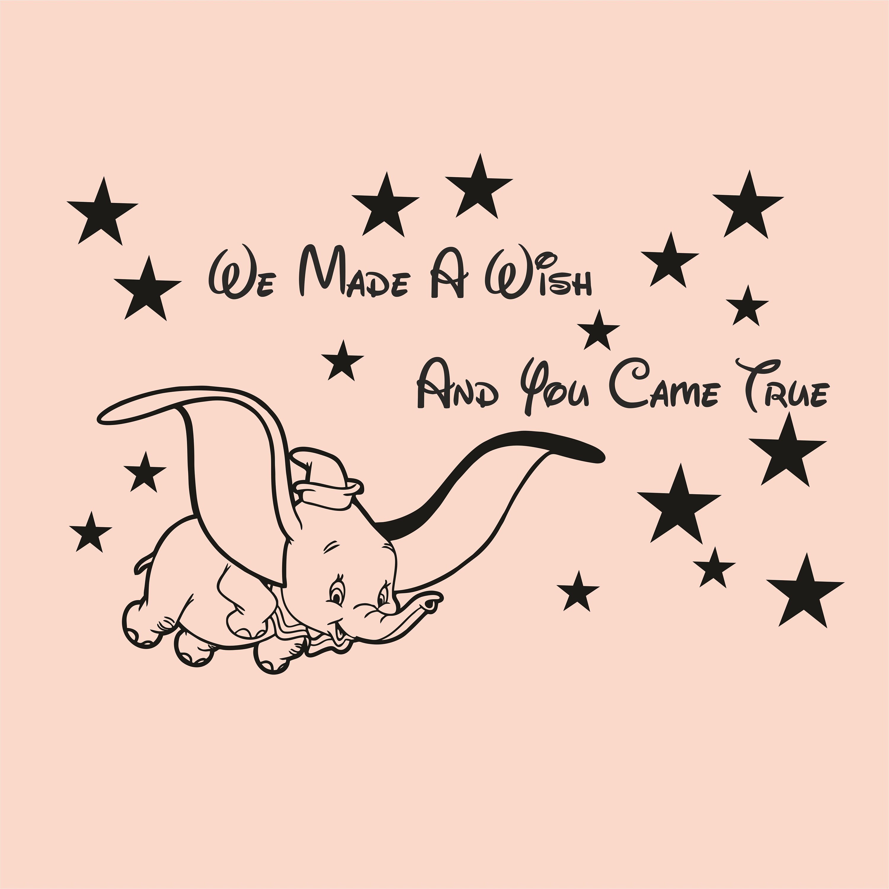 We Made A Wish You Dumbo Wall Stickers Wall Art Decal Elephant Etsy