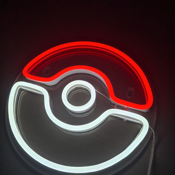 Néon LED Poke Ball, Enseigne néon pour salle de jeux, Cadeau de Noël néon, Enseigne Iluminos, Enseigne néon anime, Décoration néon pour chambre à coucher, Cadeau d'anniversaire pour enfants