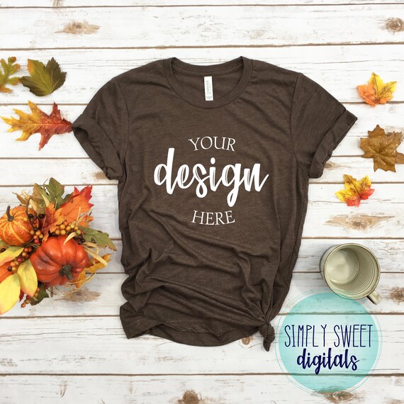 Bella Canvas 3413 Mockup Bella Canvas Brown Mockup Fall Etsy