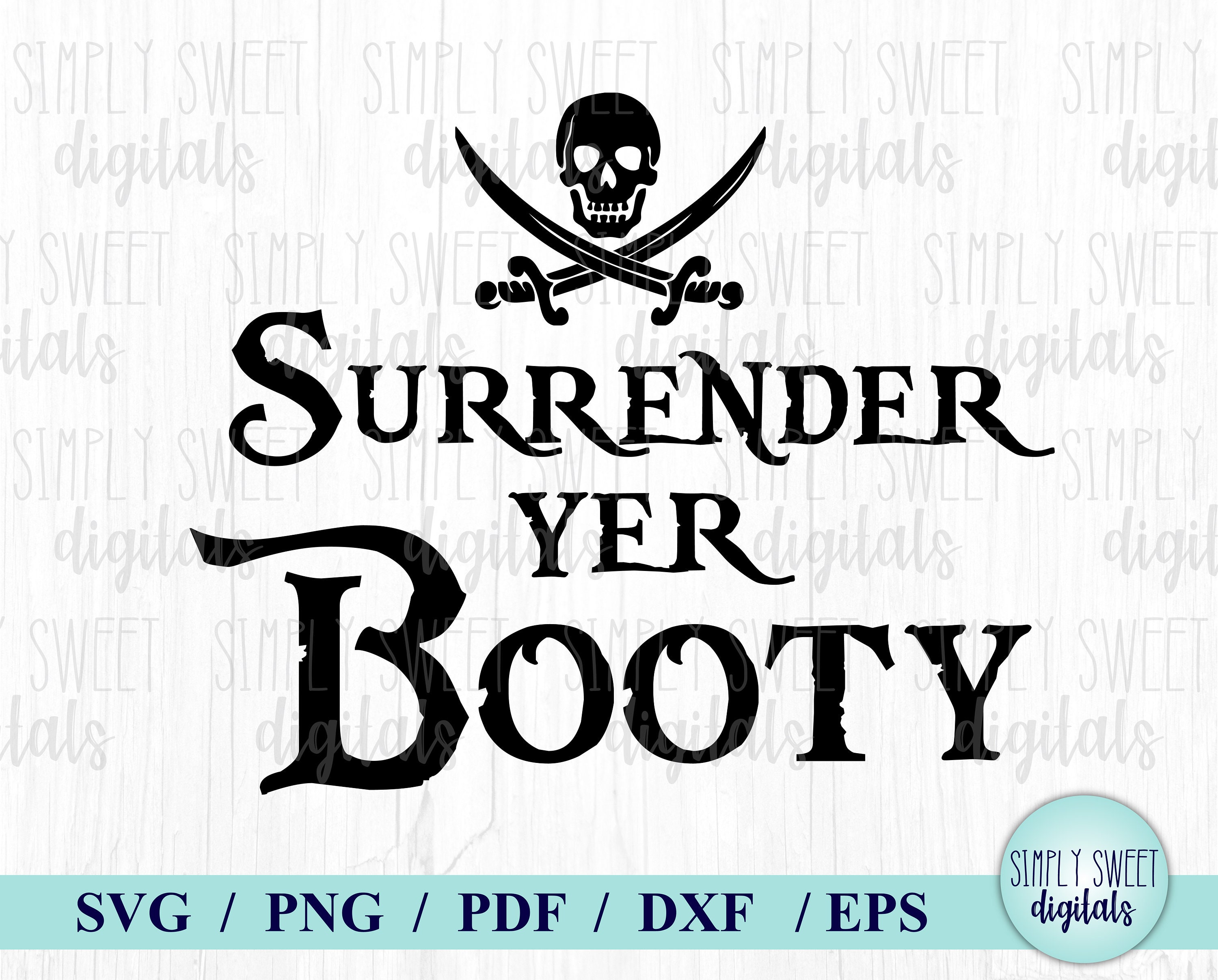 Surrender the booty pirate svg pirates of the carribean | Etsy