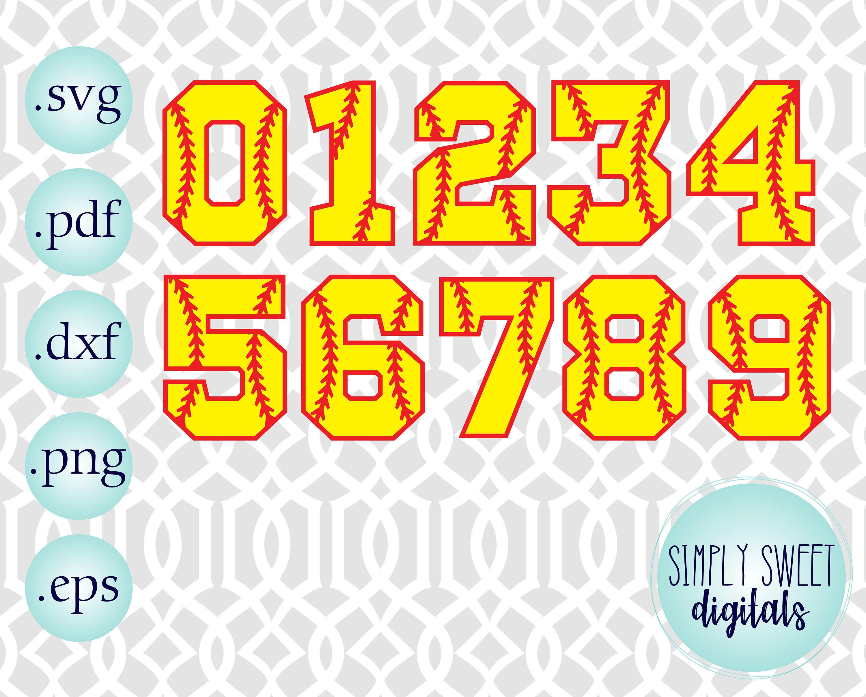 Varsity Numbers Svg Softball Stitching Numbers SVG Softball Etsy