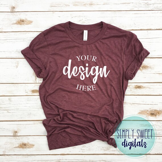 Bella Canvas 3413 Mockup Bella Canvas Maroon Mockupfall Etsy