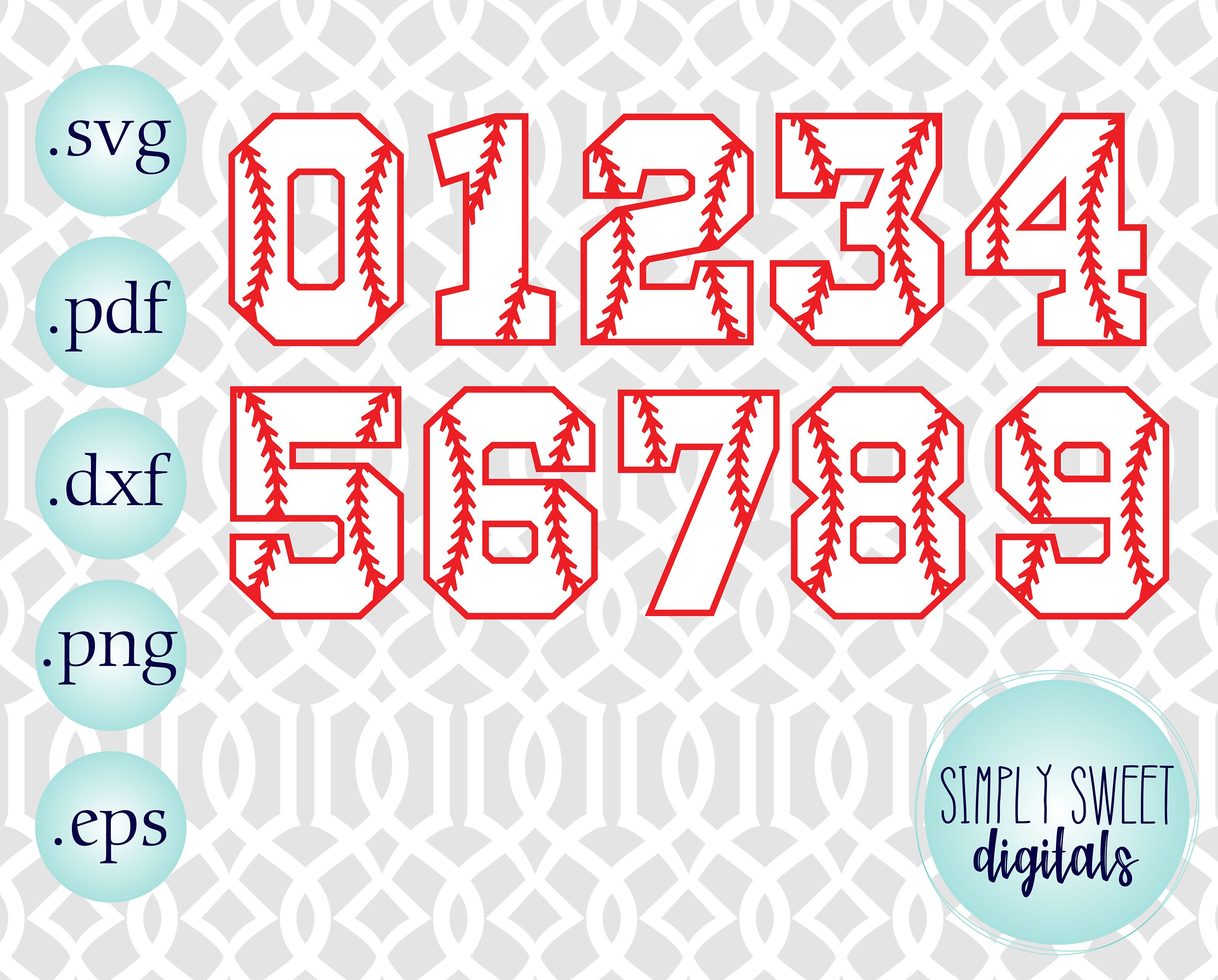 Varsity numbers svg Baseball stitching numbers SVG baseball Etsy