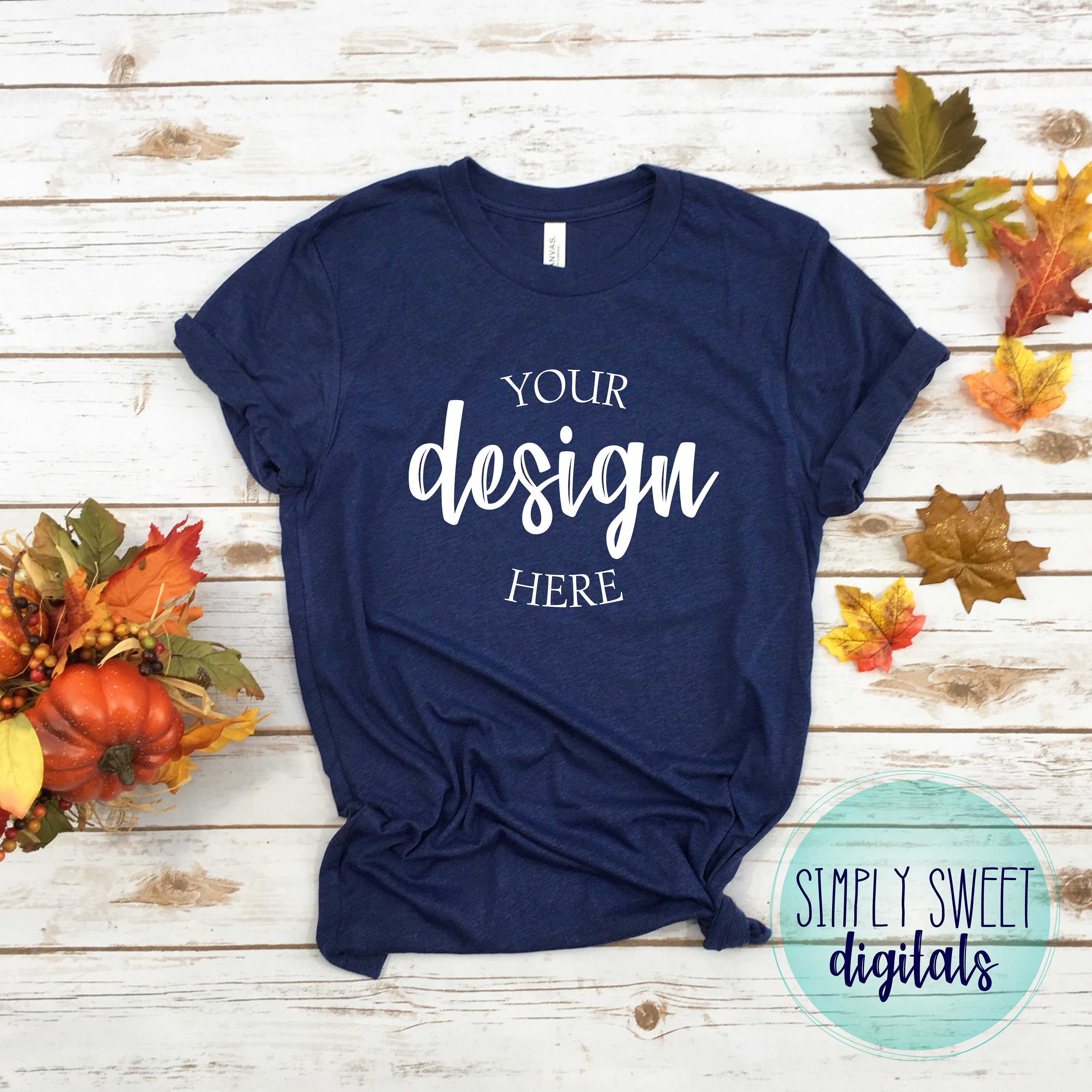 Bella Canvas 3413 Mockup Bella Canvas Navy Mockup Fall Etsy