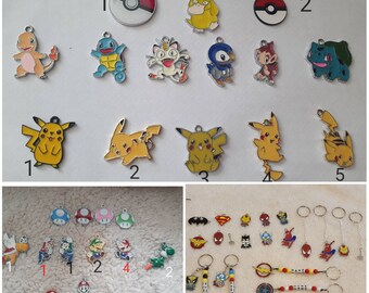 Personalised name/ keychains mario/sonic/pichachu charms